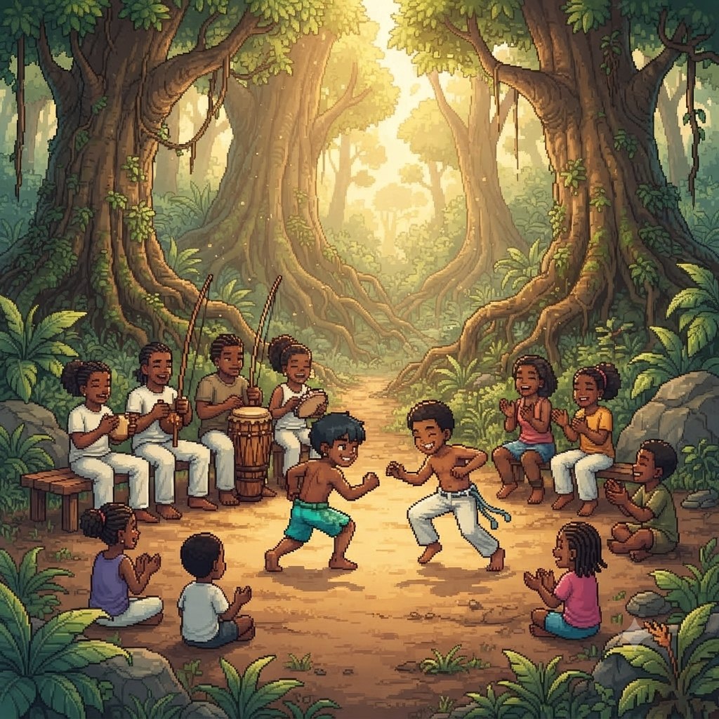 Roda de capoeira na clareira